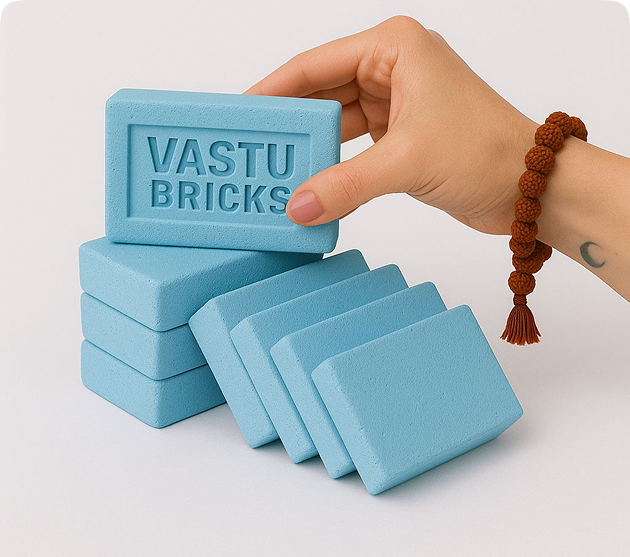 Hand holding Vastu Bricks